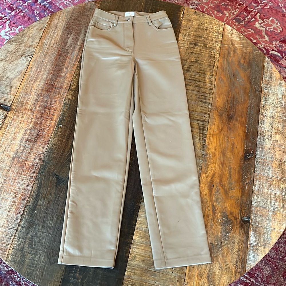 Aritzia Beige Straight Leg Pants